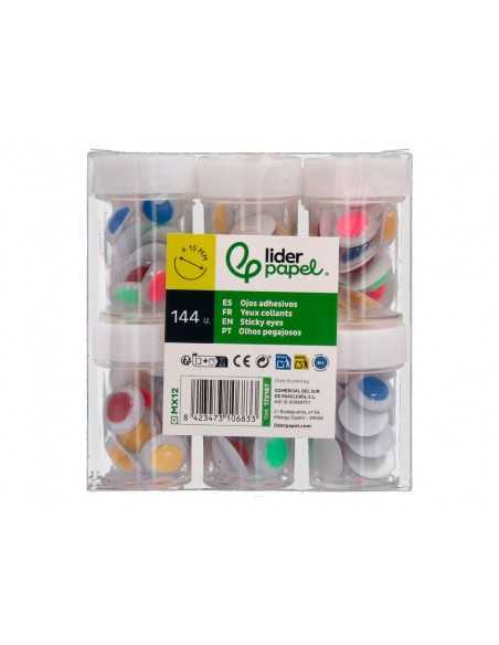 Ojo liderpapel 15 mm blanco con pupila de colores surtidos pack de 144 unidades Ojo liderpapel 15 mm blanco con pupila de colores surtidos pack de 144 unidades
