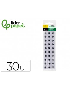 Ojo adhesivo liderpapel 12 mm blanco con pupila negra pack de 30 unidades