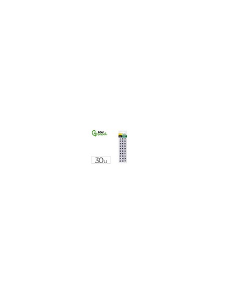 Ojo adhesivo liderpapel 12 mm blanco con pupila negra pack de 30 unidades Ojo adhesivo liderpapel 12 mm blanco con pupila negra pack de 30 unidades