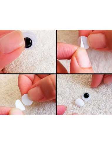Ojo adhesivo liderpapel 12 mm blanco con pupila negra pack de 30 unidades