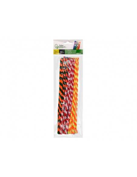 Limpiapipas de chenilla liderpapel 30 cm dos colores mate surtidos bolsa de 30 unidades