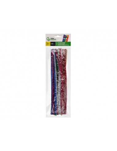 Limpiapipas de chenilla liderpapel 30 cm colores brillantes surtidos bolsa de 30 unidades