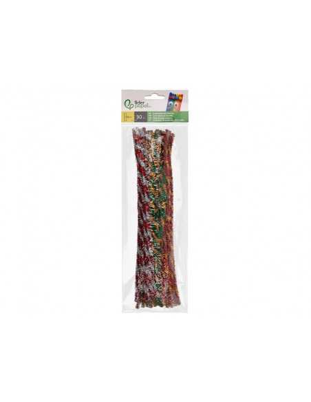 Limpiapipas de chenilla liderpapel 30 cm dos colores brillantes surtidos bolsa de 30 unidades
