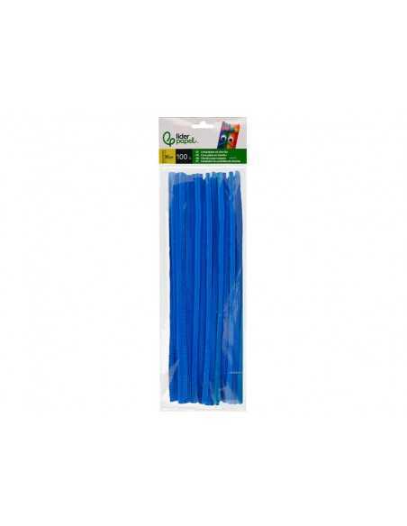 Limpiapipas de chenilla liderpapel 30 cm color azul mate bolsa de 100 unidades