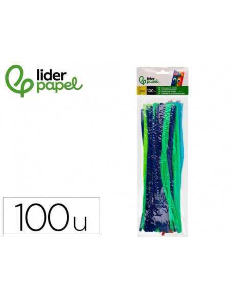 Limpiapipas de chenilla liderpapel 30 cm colores mate surtidos bolsa de 100 unidades