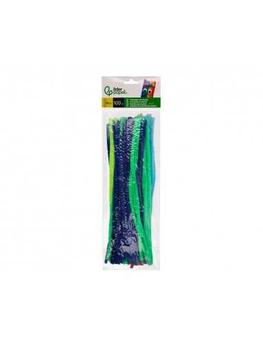 Limpiapipas de chenilla liderpapel 30 cm colores mate surtidos bolsa de 100 unidades