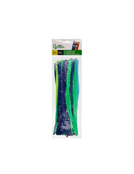Limpiapipas de chenilla liderpapel 30 cm colores mate surtidos bolsa de 100 unidades