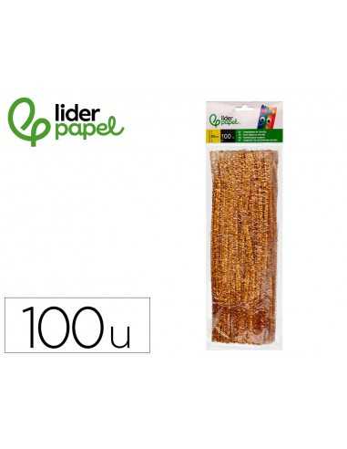 Limpiapipas de chenilla liderpapel 30 cm color oro bolsa de 100 unidades