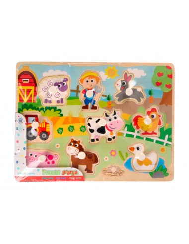 Puzle infantil imaginovo madera granja +18 meses 9 piezas 30x22,5x1,5cm