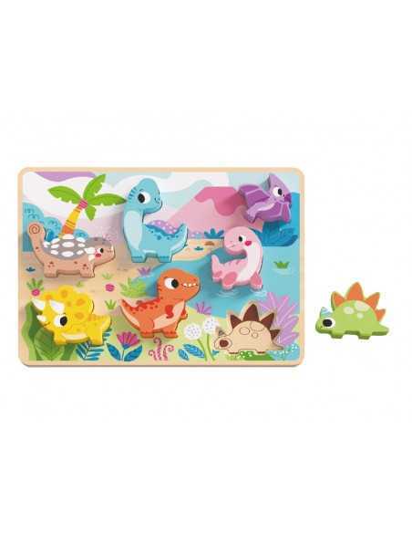 Puzle infantil imaginovo madera 3d dinosaurios +12 meses 8 piezas 29,5x22x1,7cm