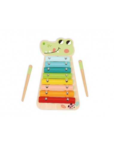 Juego infantil imaginovo madera xilofono instrumento musical cocodrilo +18 meses 28x14,8x2,5cm