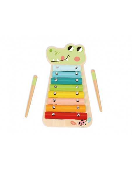 Juego infantil imaginovo madera xilofono instrumento musical cocodrilo +18 meses 28x14,8x2,5cm
