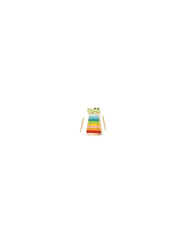 Juego infantil imaginovo madera xilofono instrumento musical cocodrilo +18 meses 28x14,8x2,5cm