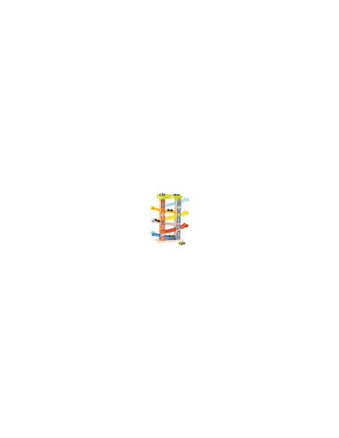Juego infantil imaginovo madera torre de deslizamiento con 7 niveles incluye 6 coches +18 meses 38x32x14cm