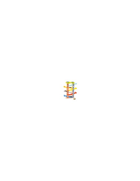 Juego infantil imaginovo madera torre de deslizamiento con 7 niveles incluye 6 coches +18 meses 38x32x14cm