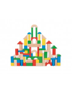 Juego infantil imaginovo madera construccion de bloques +12 meses 100 piezas 29x29x3,5cm