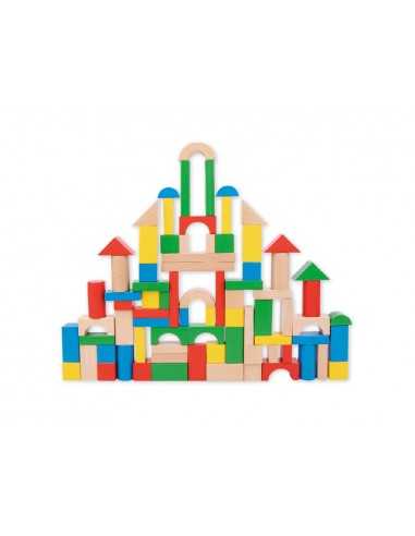 Juego infantil imaginovo madera construccion de bloques +12 meses 100 piezas 29x29x3,5cm