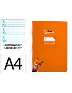 Cuaderno espiral liderpapel a4 pautaguia tapa blanda 80h 75 gr cuadro pautado 5mm color naranja