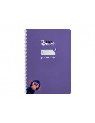 Cuaderno espiral liderpapel a4 pautaguia tapa blanda 80h 75 gr cuadro pautado 5mm color lila