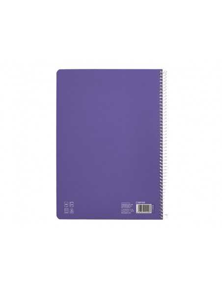 Cuaderno espiral liderpapel a4 pautaguia tapa blanda 80h 75 gr cuadro pautado 5mm color lila
