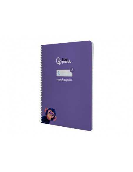Cuaderno espiral liderpapel a4 pautaguia tapa blanda 80h 75 gr cuadro pautado 5mm color lila