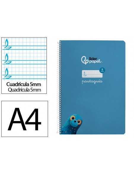 Cuaderno espiral liderpapel a4 pautaguia tapa blanda 80h 75 gr cuadro pautado 5mm color azul