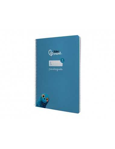 Cuaderno espiral liderpapel a4 pautaguia tapa blanda 80h 75 gr cuadro pautado 5mm color azul