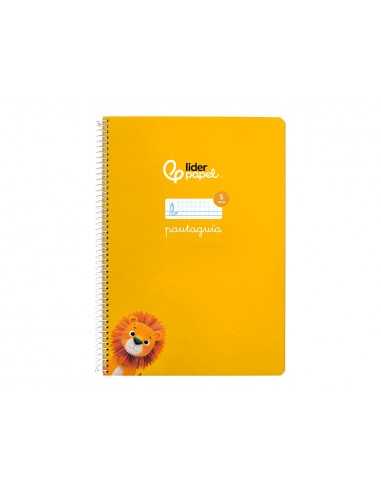 Cuaderno espiral liderpapel a4 pautaguia tapa blanda 80h 75 gr cuadro pautado 5mm color amarillo