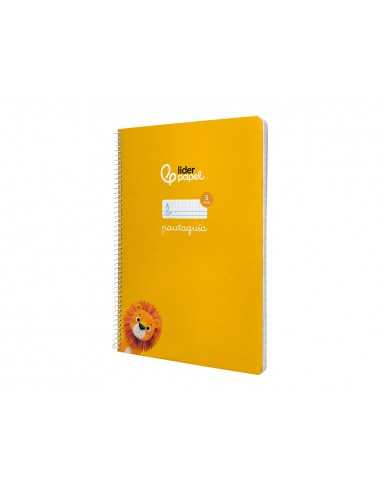 Cuaderno espiral liderpapel a4 pautaguia tapa blanda 80h 75 gr cuadro pautado 5mm color amarillo