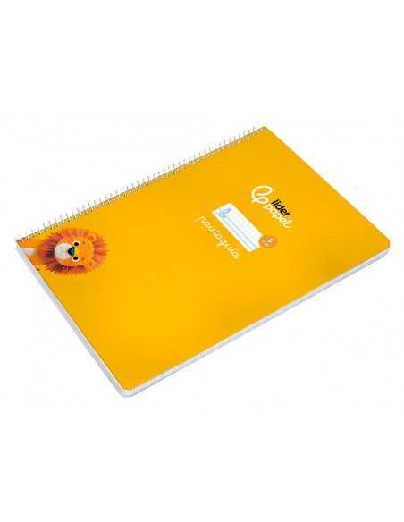 Cuaderno espiral liderpapel a4 pautaguia tapa blanda 80h 75 gr cuadro pautado 5mm color amarillo