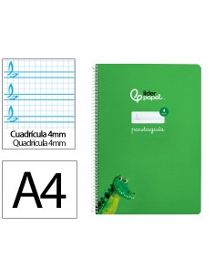 Cuaderno espiral liderpapel a4 pautaguia tapa blanda 80h 75 gr cuadro pautado 4mm color verde