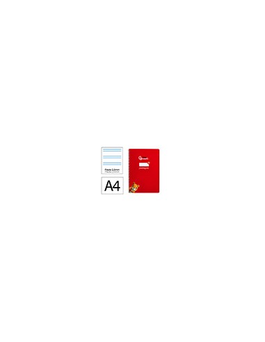 Cuaderno espiral liderpapel a4 pautaguia tapa blanda 80h 75 gr cuadro pautado 2,5mm color rojo