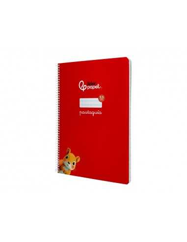 Cuaderno espiral liderpapel a4 pautaguia tapa blanda 80h 75 gr cuadro pautado 2,5mm color rojo