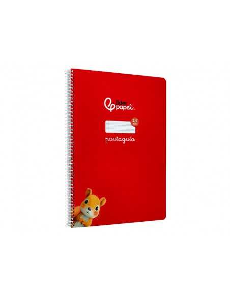 Cuaderno espiral liderpapel a4 pautaguia tapa blanda 80h 75 gr cuadro pautado 2,5mm color rojo