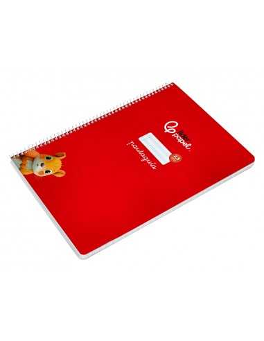 Cuaderno espiral liderpapel a4 pautaguia tapa blanda 80h 75 gr cuadro pautado 2,5mm color rojo