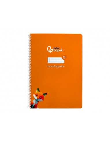 Cuaderno espiral liderpapel a4 pautaguia tapa blanda 80h 75 gr cuadro pautado 2,5mm color naranja