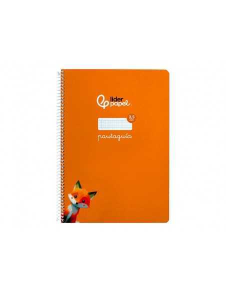 Cuaderno espiral liderpapel a4 pautaguia tapa blanda 80h 75 gr cuadro pautado 2,5mm color naranja