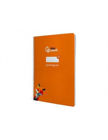 Cuaderno espiral liderpapel a4 pautaguia tapa blanda 80h 75 gr cuadro pautado 2,5mm color naranja