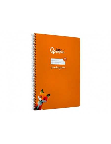 Cuaderno espiral liderpapel a4 pautaguia tapa blanda 80h 75 gr cuadro pautado 2,5mm color naranja