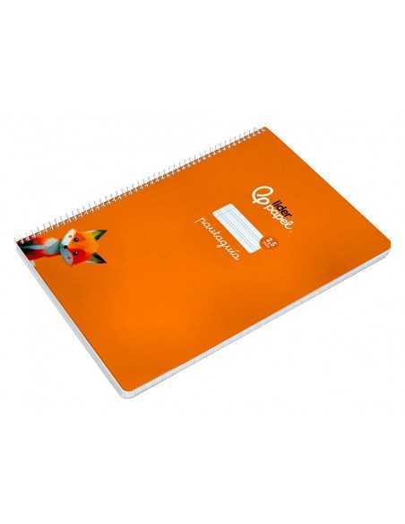 Cuaderno espiral liderpapel a4 pautaguia tapa blanda 80h 75 gr cuadro pautado 2,5mm color naranja