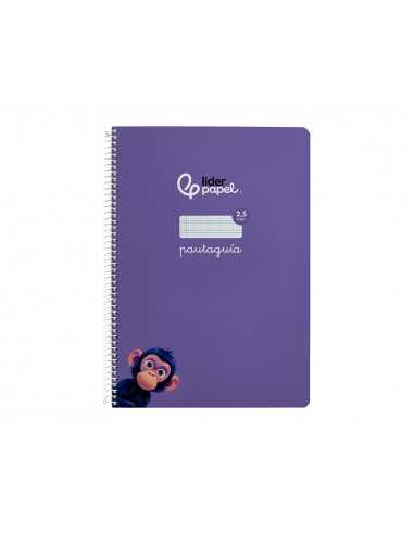 Cuaderno espiral liderpapel a4 pautaguia tapa blanda 80h 75 gr cuadro pautado 2,5mm color lila