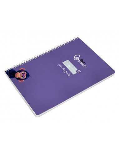 Cuaderno espiral liderpapel a4 pautaguia tapa blanda 80h 75 gr cuadro pautado 2,5mm color lila