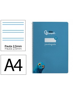 Cuaderno espiral liderpapel a4 pautaguia tapa blanda 80h 75 gr cuadro pautado 2,5mm color azul