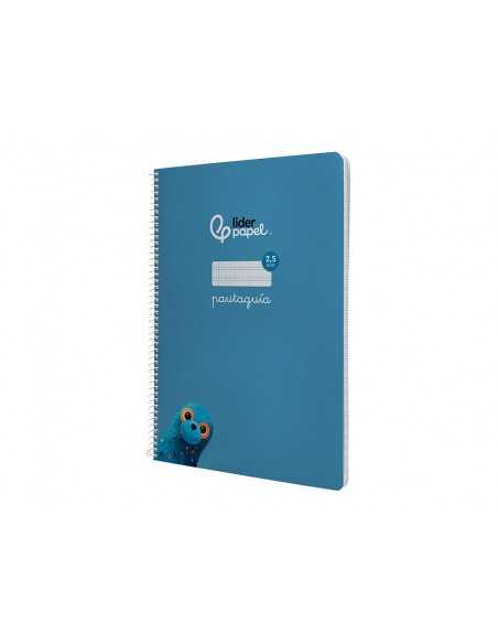 Cuaderno espiral liderpapel a4 pautaguia tapa blanda 80h 75 gr cuadro pautado 2,5mm color azul