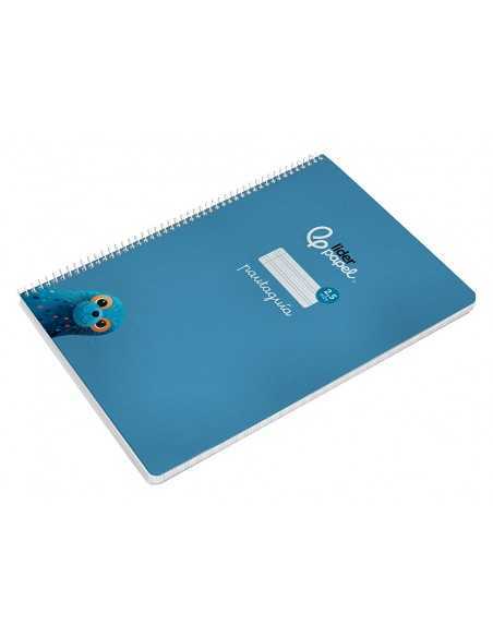 Cuaderno espiral liderpapel a4 pautaguia tapa blanda 80h 75 gr cuadro pautado 2,5mm color azul