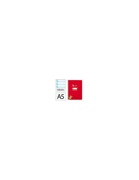 Cuaderno espiral liderpapel a5 pautaguia tapa dura 80h 90 gr cuadro pautado 4mm color rojo