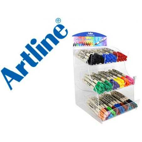 Rotulador artline supreme brush base de agua punta tipo pincel trazo variable expositor de 108 unidades