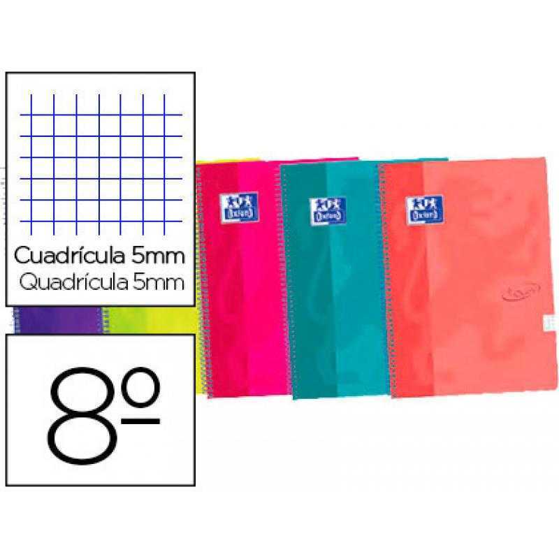 Cuaderno espiral oxford ebook 4 tapa extradura 8 120 hojas cuadricula 5 mm colores surtidos touch