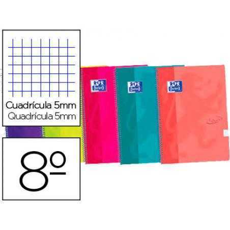 Cuaderno espiral oxford ebook 4 tapa extradura 8 120 hojas cuadricula 5 mm colores surtidos touch