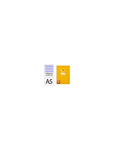 Cuaderno espiral liderpapel a5 pautaguia tapa blanda 40h 75 gr cuadro pautado 2,5mm color amarillo